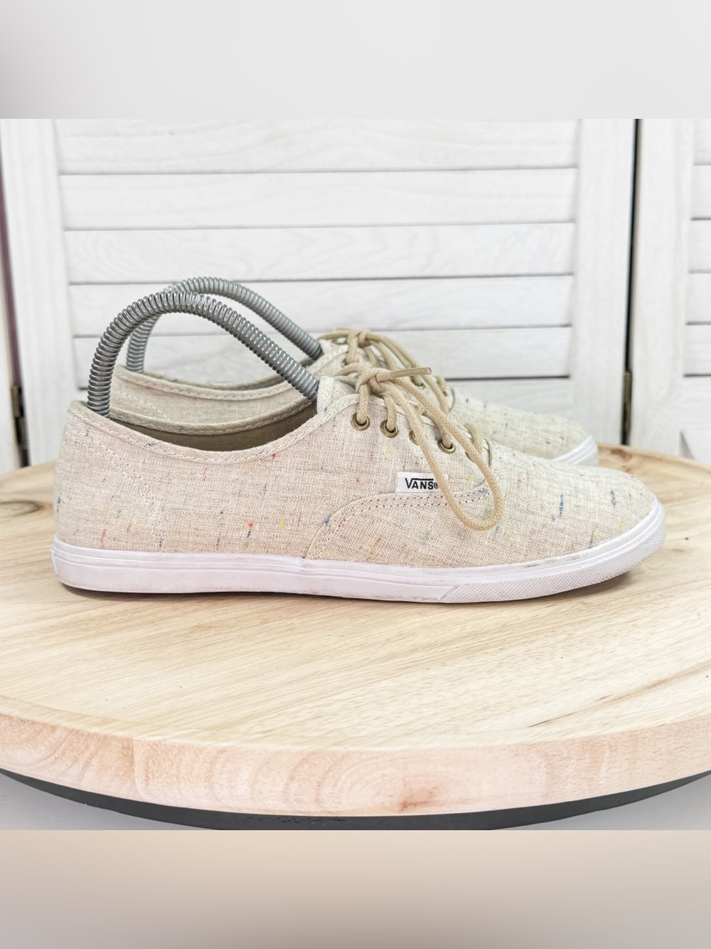 Vans Authentic Lo Pro Speckled Linen Lop Top Sneakers Tan Unisex 7.5 Women 6 Men